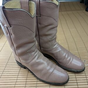 Justin Pink Mauve Leather Roper Western Cowboy Boots Style L3065 USA Womens Size